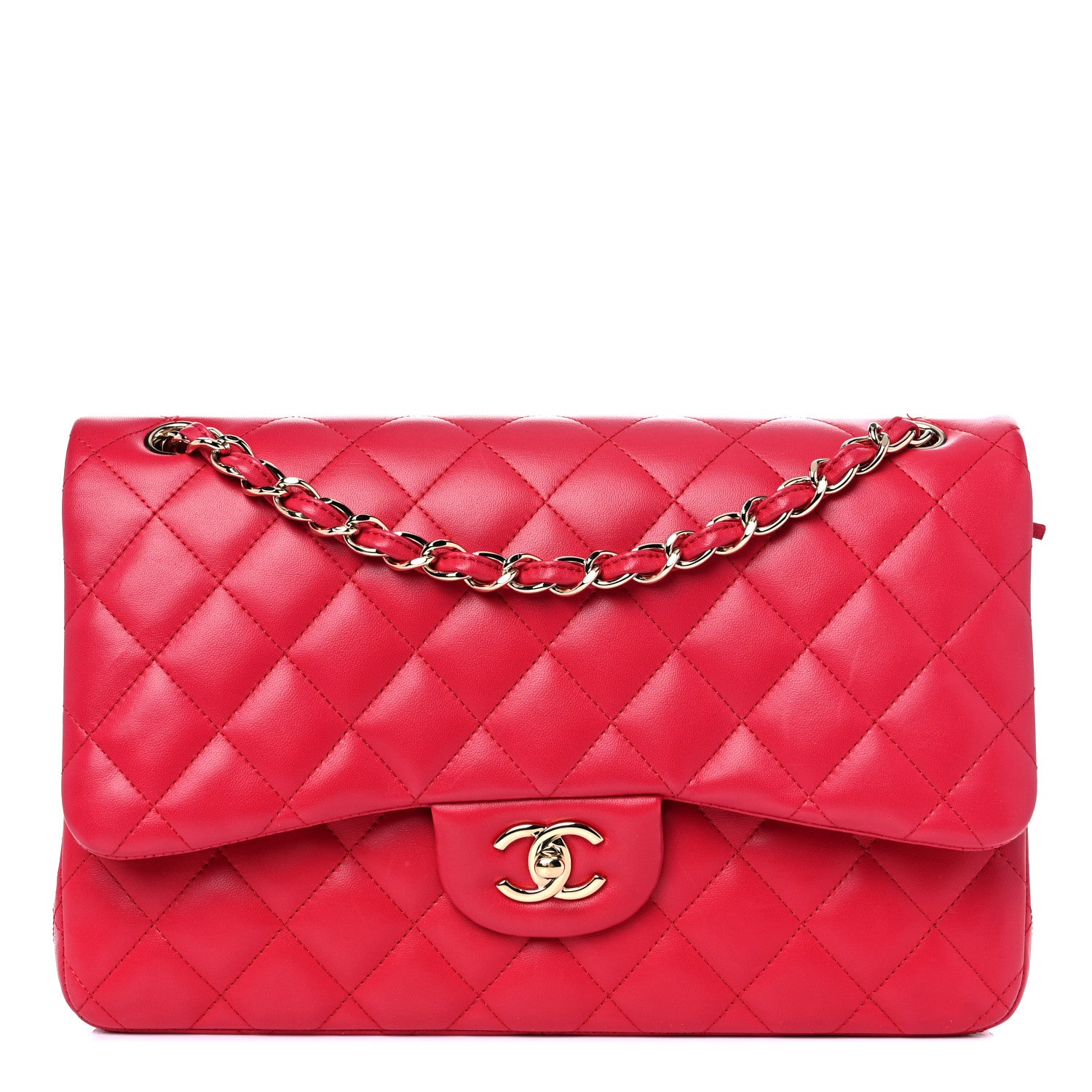 Chanel Lambskin Quilted Jumbo Double Flap Red 1 of 17