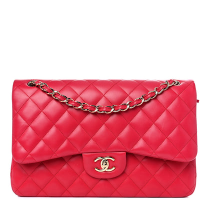 Chanel Lambskin Quilted Jumbo Double Flap Red 1 of 17