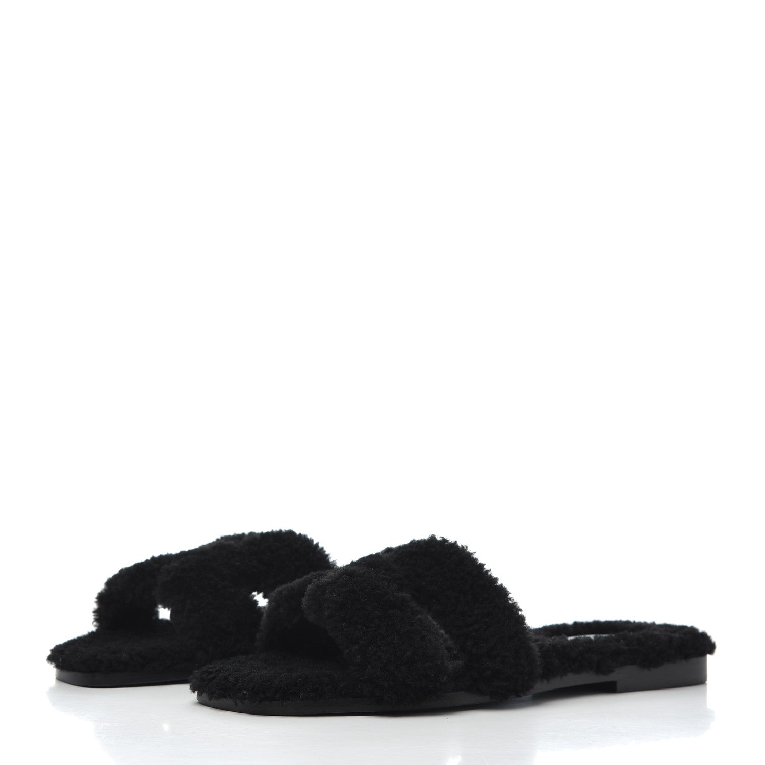 Hermes Woolskin Oran Sandals 38 Black 3 of 10