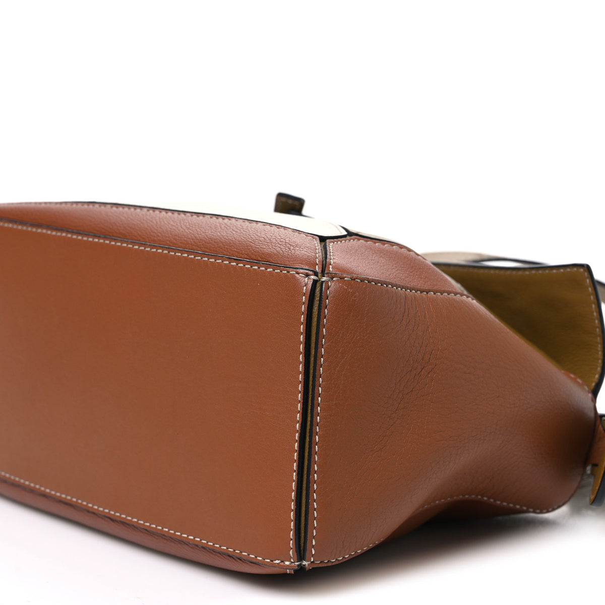 Calfskin Small Puzzle Bag Ochre Green Soft White
