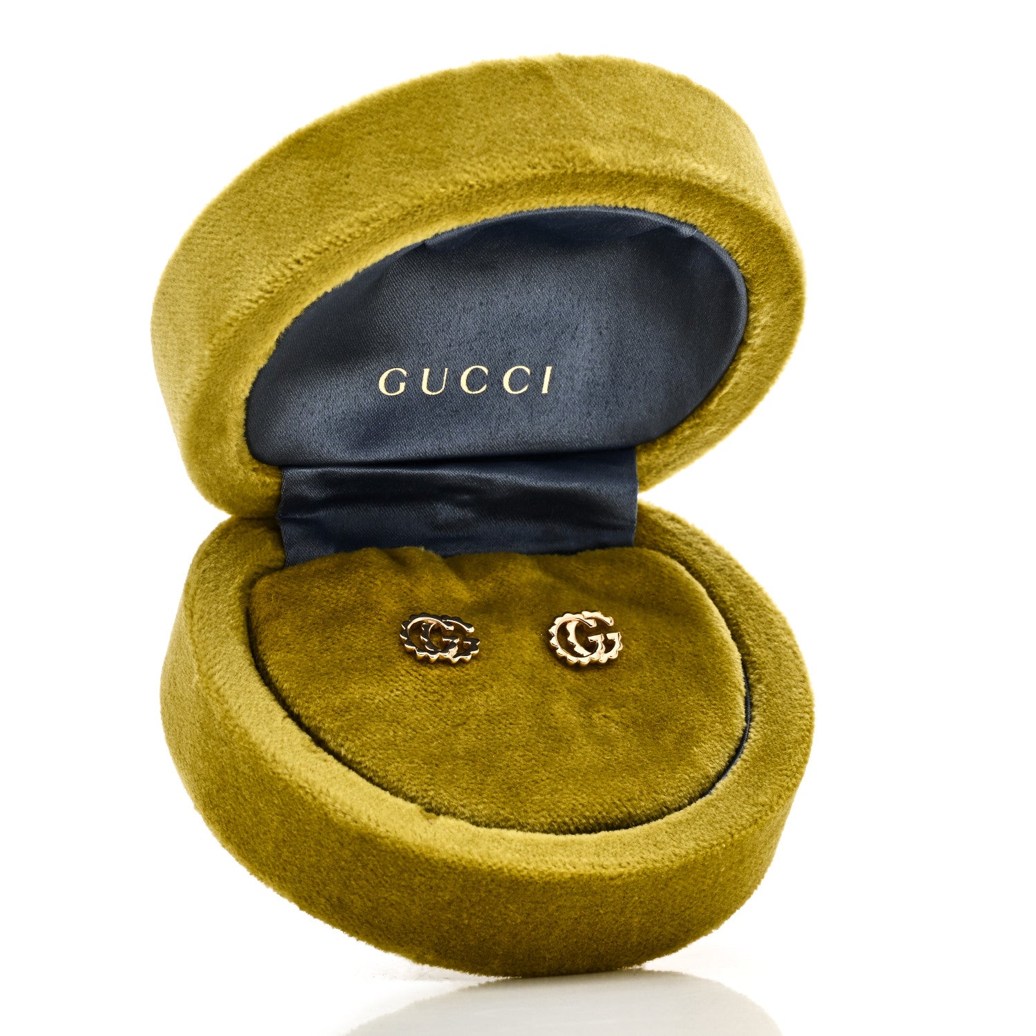 Gucci 18K Yellow Gold Running G Scalloped Stud Earrings 6 of 6
