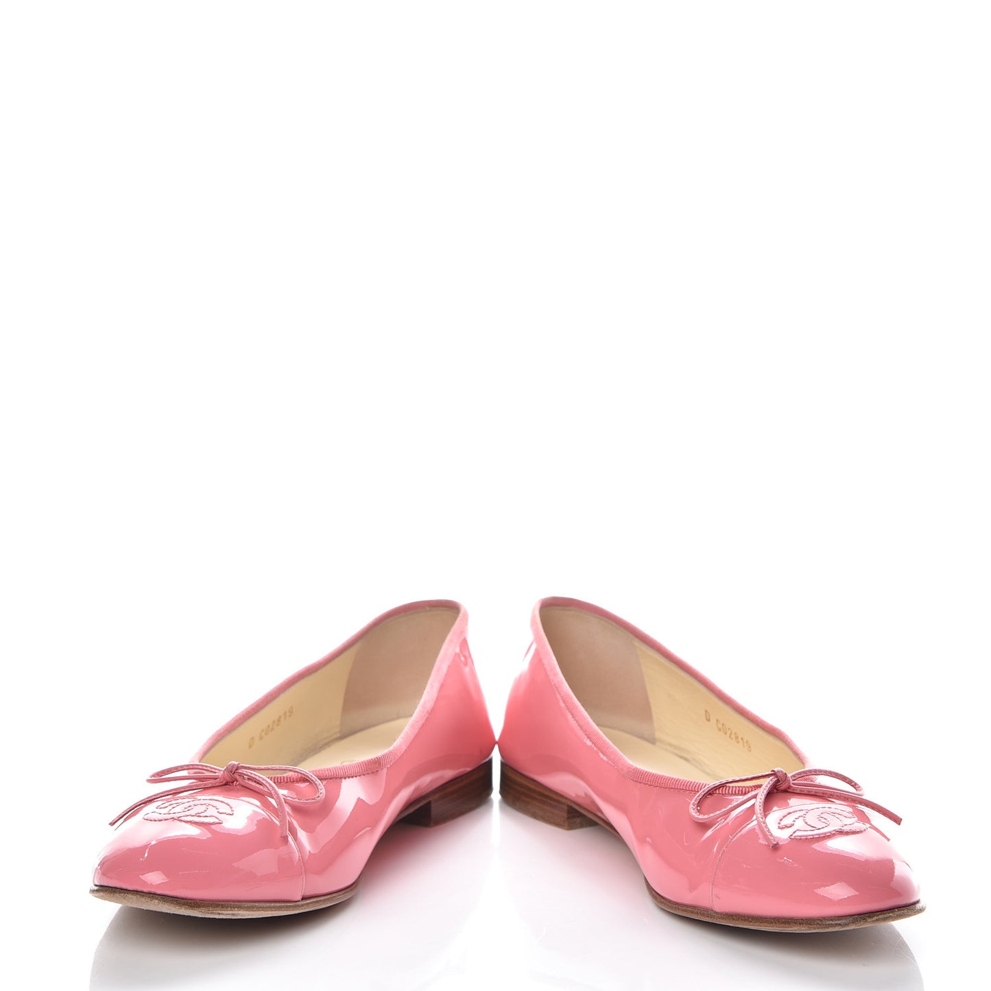 Patent CC Cap Toe Ballerina Flats 39.5 Light Pink