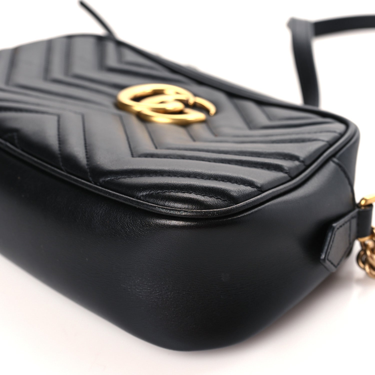 Gucci Calfskin Matelasse Small GG Marmont Chain Shoulder Bag Black 9 of 9