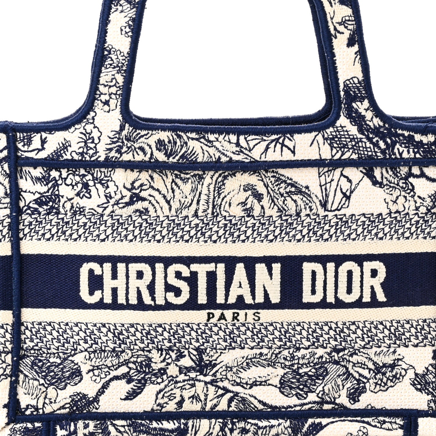 Christian Dior Canvas Embroidered Mini Toile De Jouy Book Tote Blue 7 of 9
