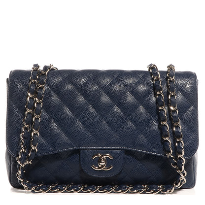 Chanel Caviar Jumbo Single Flap Navy Blue 1 of 8