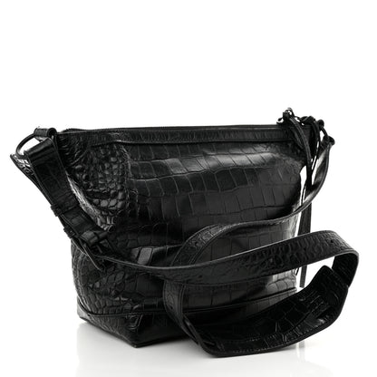 Balenciaga Extra Supple Calfskin Crocodile Embossed Neo Classic Hardware Hobo XS Black 3 of 9