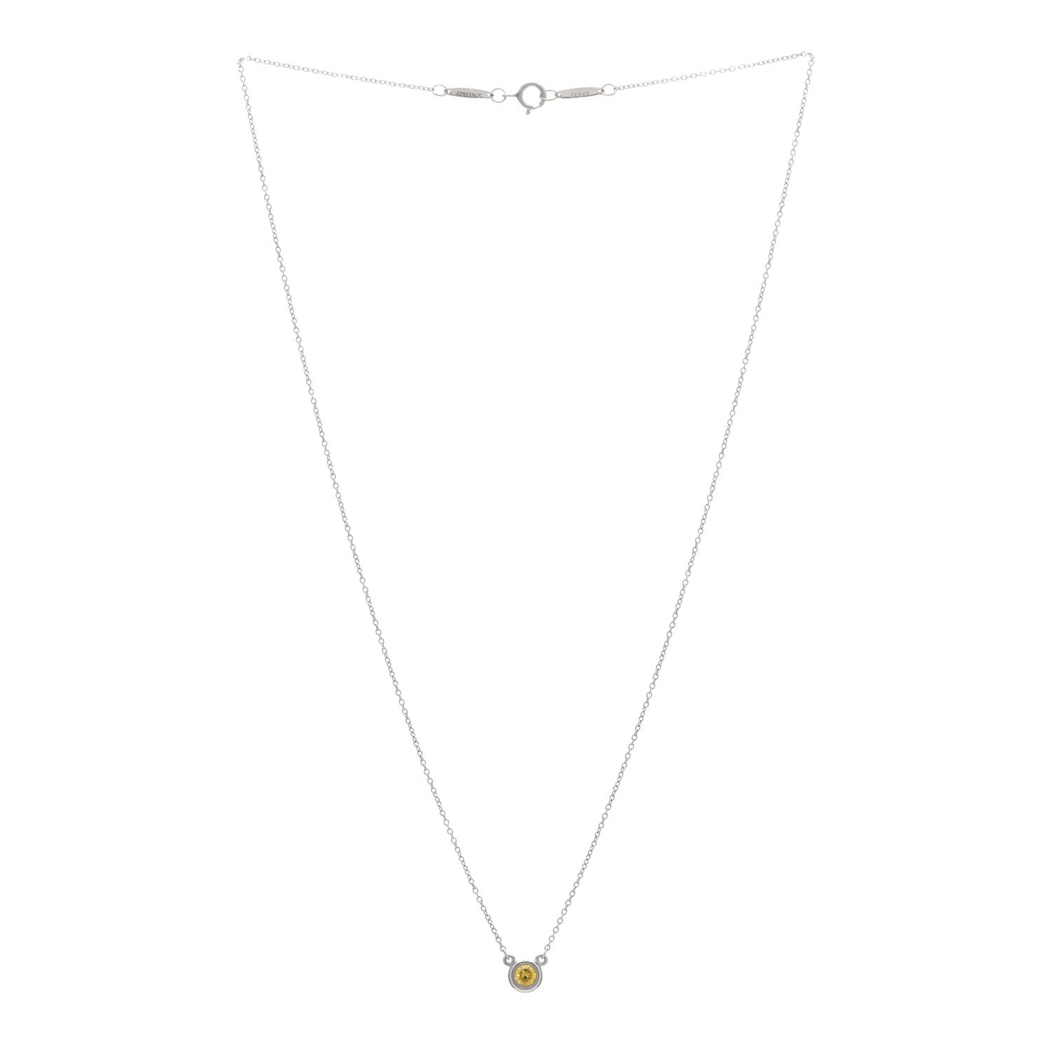 Tiffany Platinum Yellow Diamond .17ct Elsa Peretti Diamonds by the Yard Pendant Necklace 2 of 3