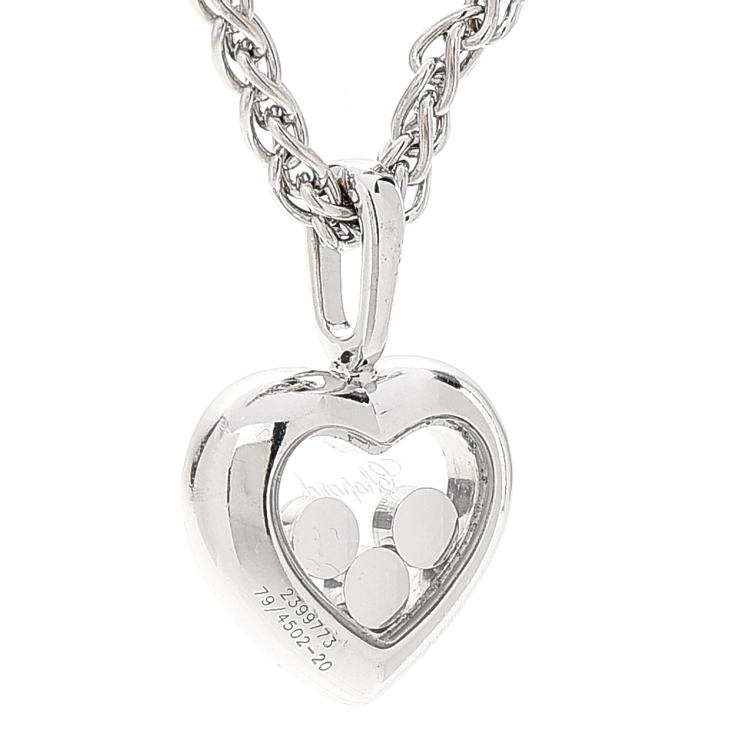 18K White Gold Happy Diamonds Floating Heart Pendant Necklace