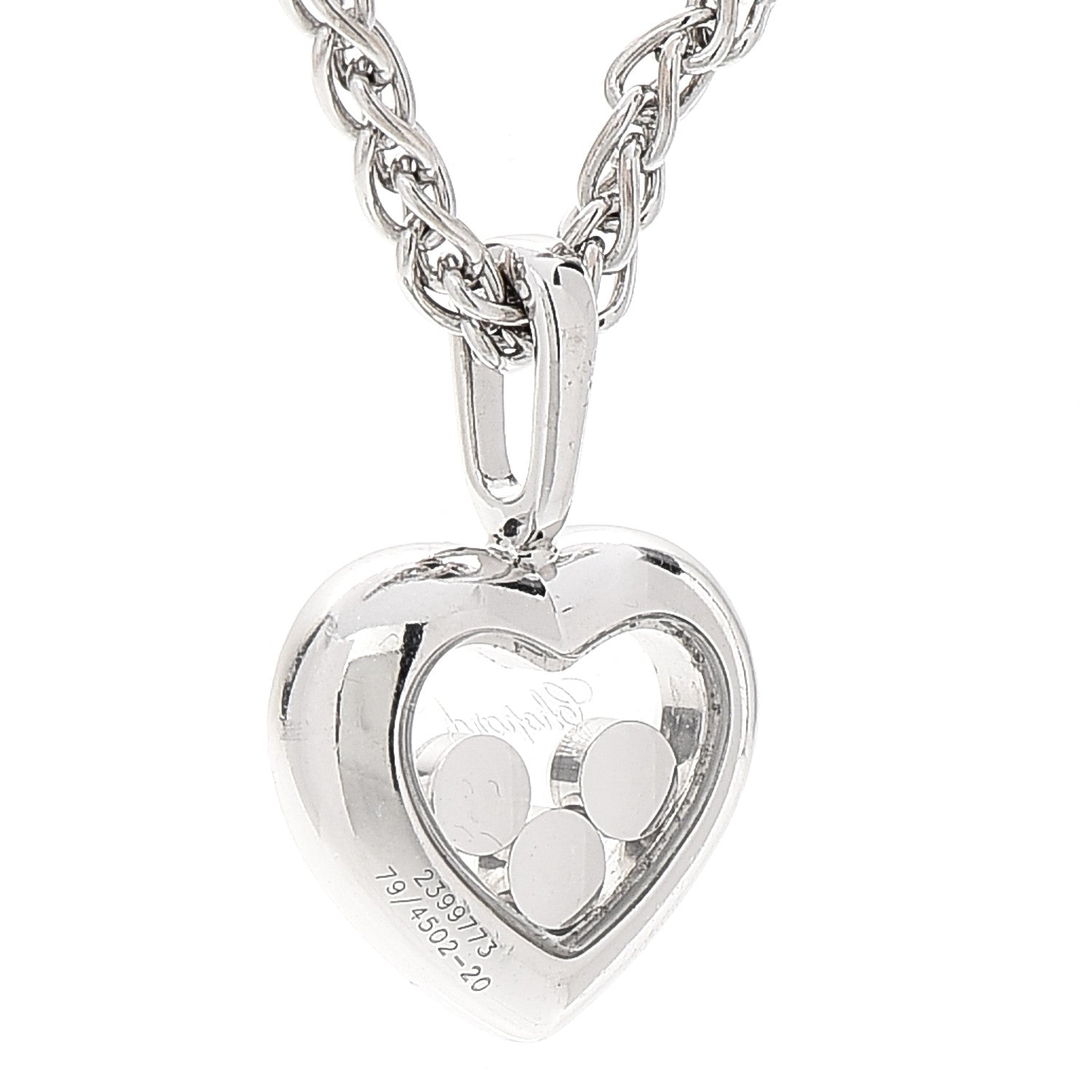 Chopard 18K White Gold Happy Diamonds Floating Heart Pendant Necklace 7 of 8