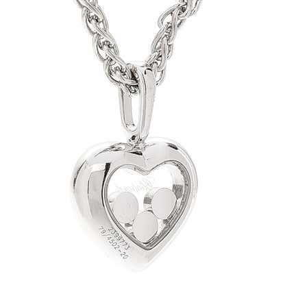 Chopard 18K White Gold Happy Diamonds Floating Heart Pendant Necklace 7 of 8