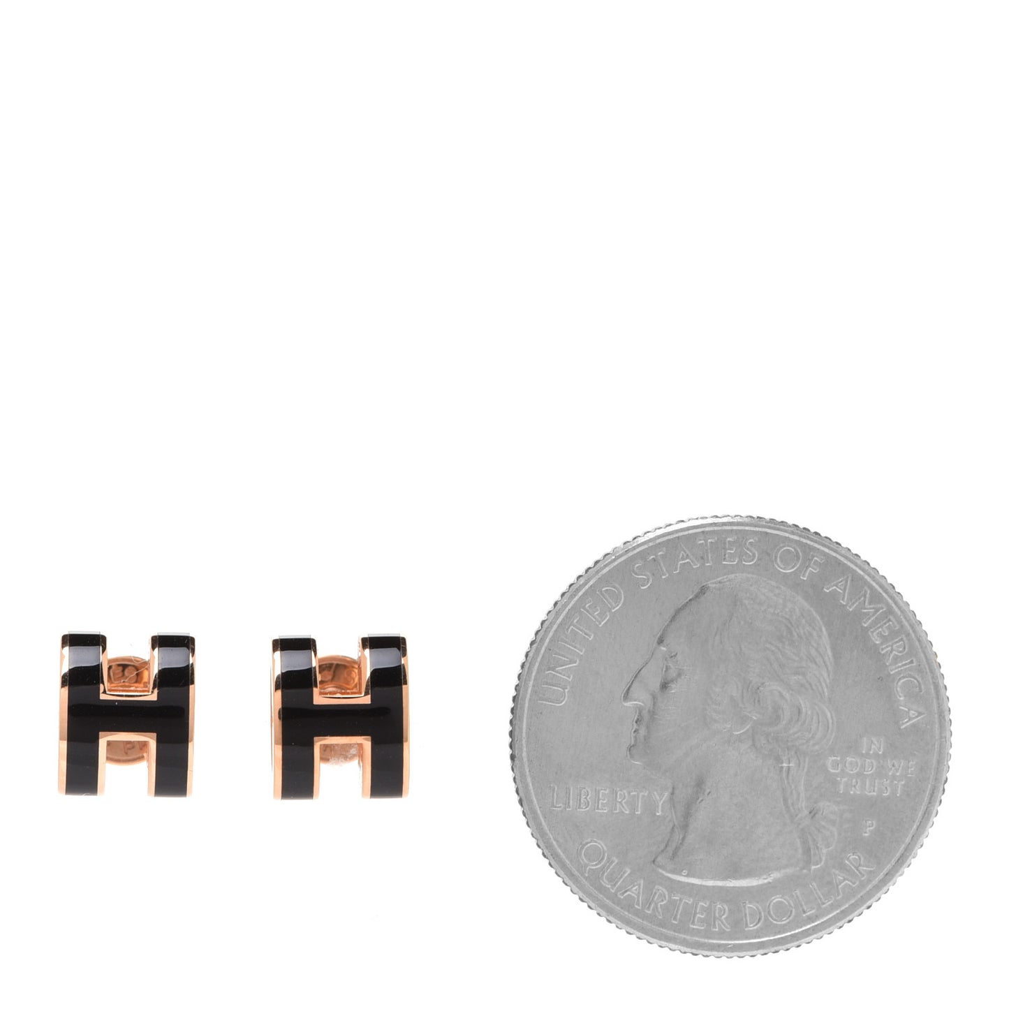 Rose Gold Lacquered Mini Pop H Earrings Black