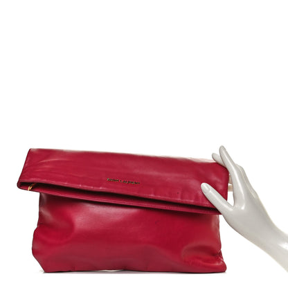 Saint Laurent Smooth Calfskin Letters Fold-Over Clutch Fuchsia 3 of 13