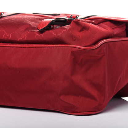Gucci Nylon Monogram Double Buckle Flap Messenger Bag Vibrant Red 7 of 12
