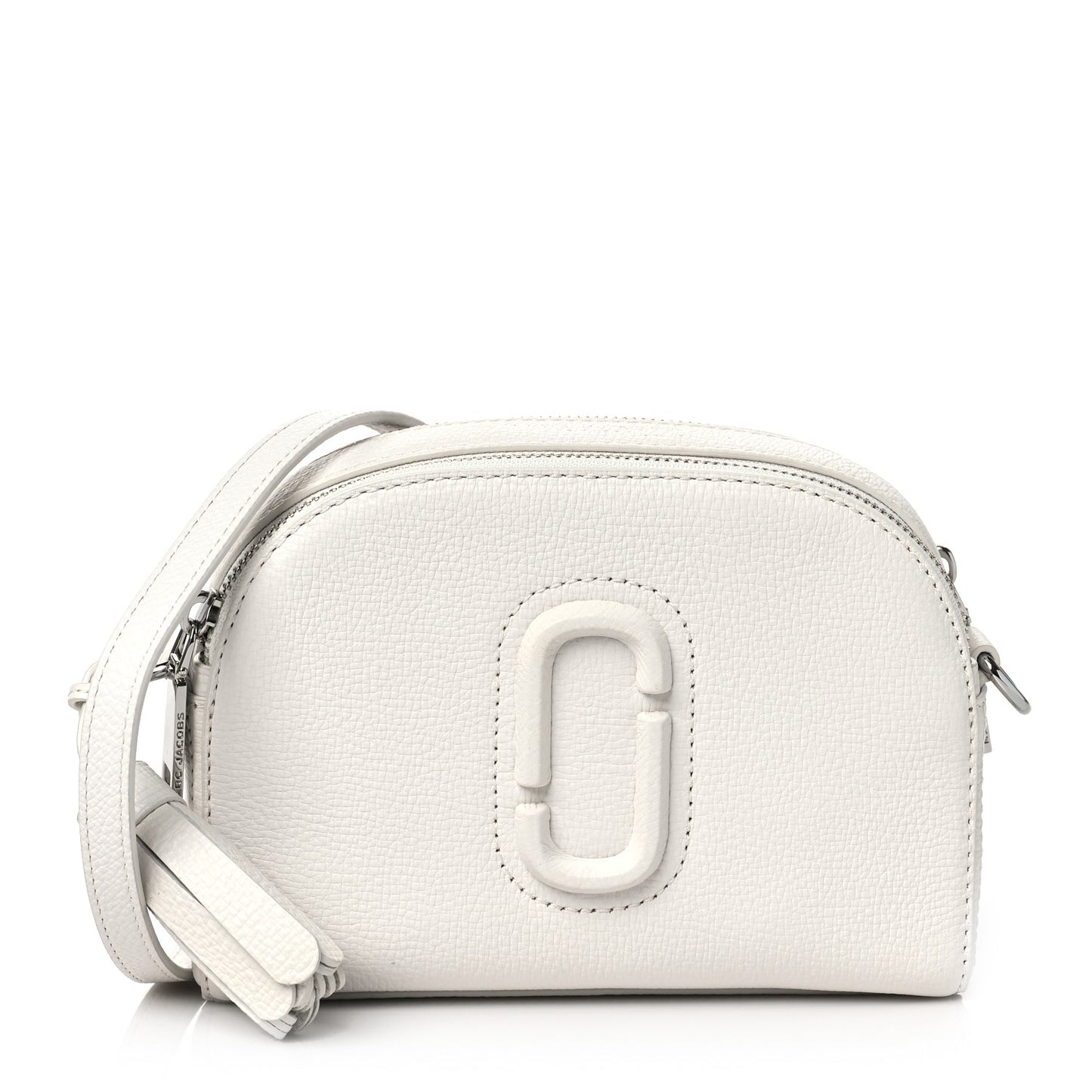 Calfskin Shutter Camera Crossbody Bag White