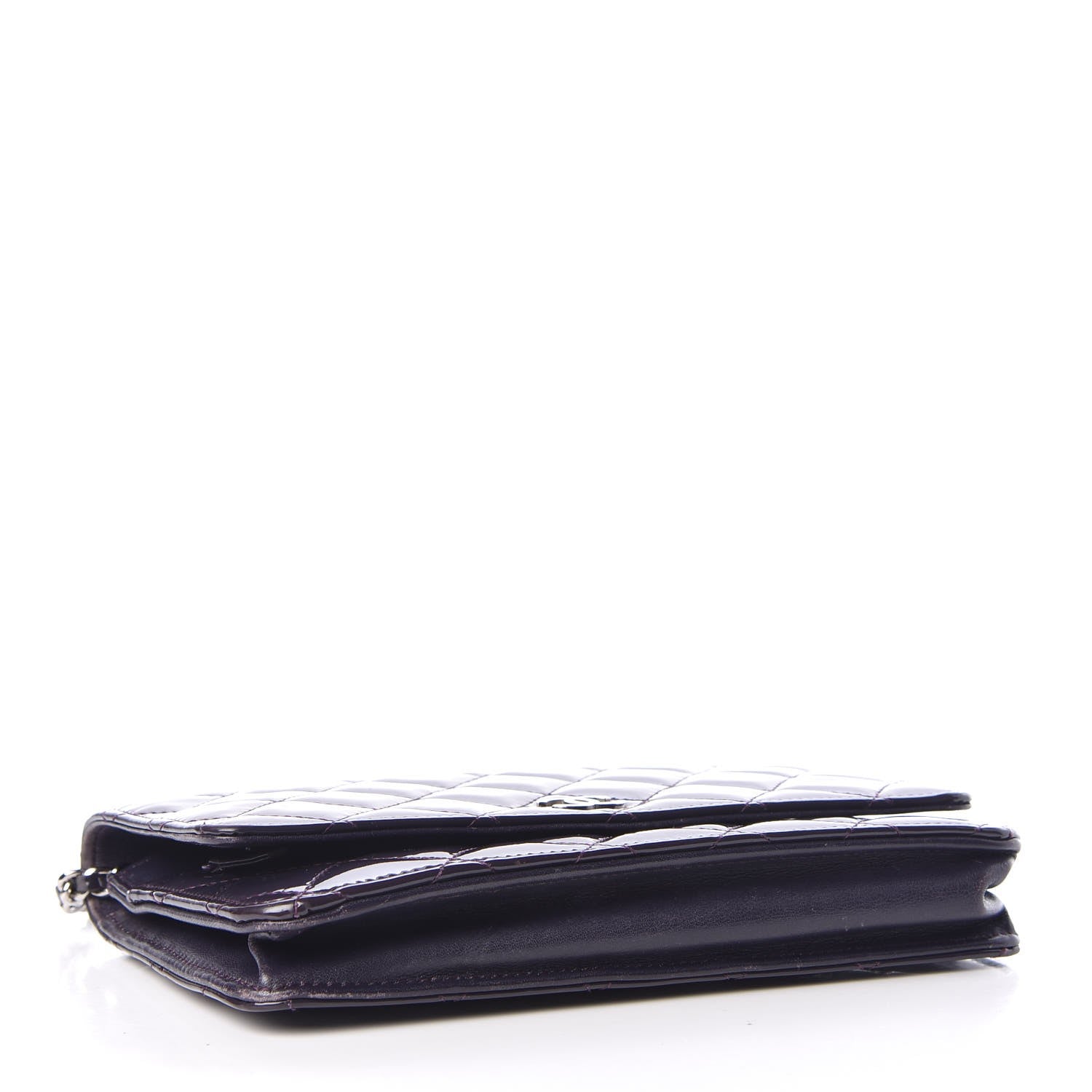 Chanel Patent Quilted Wallet On Chain WOC Dark Purple 4 of 9