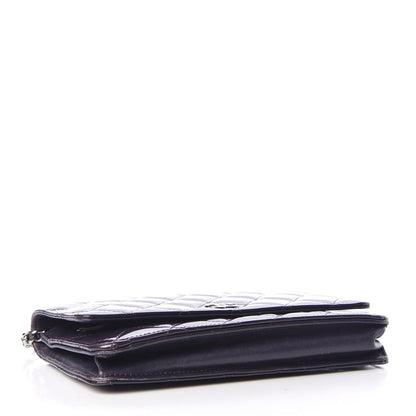 Chanel Patent Quilted Wallet On Chain WOC Dark Purple 4 of 9