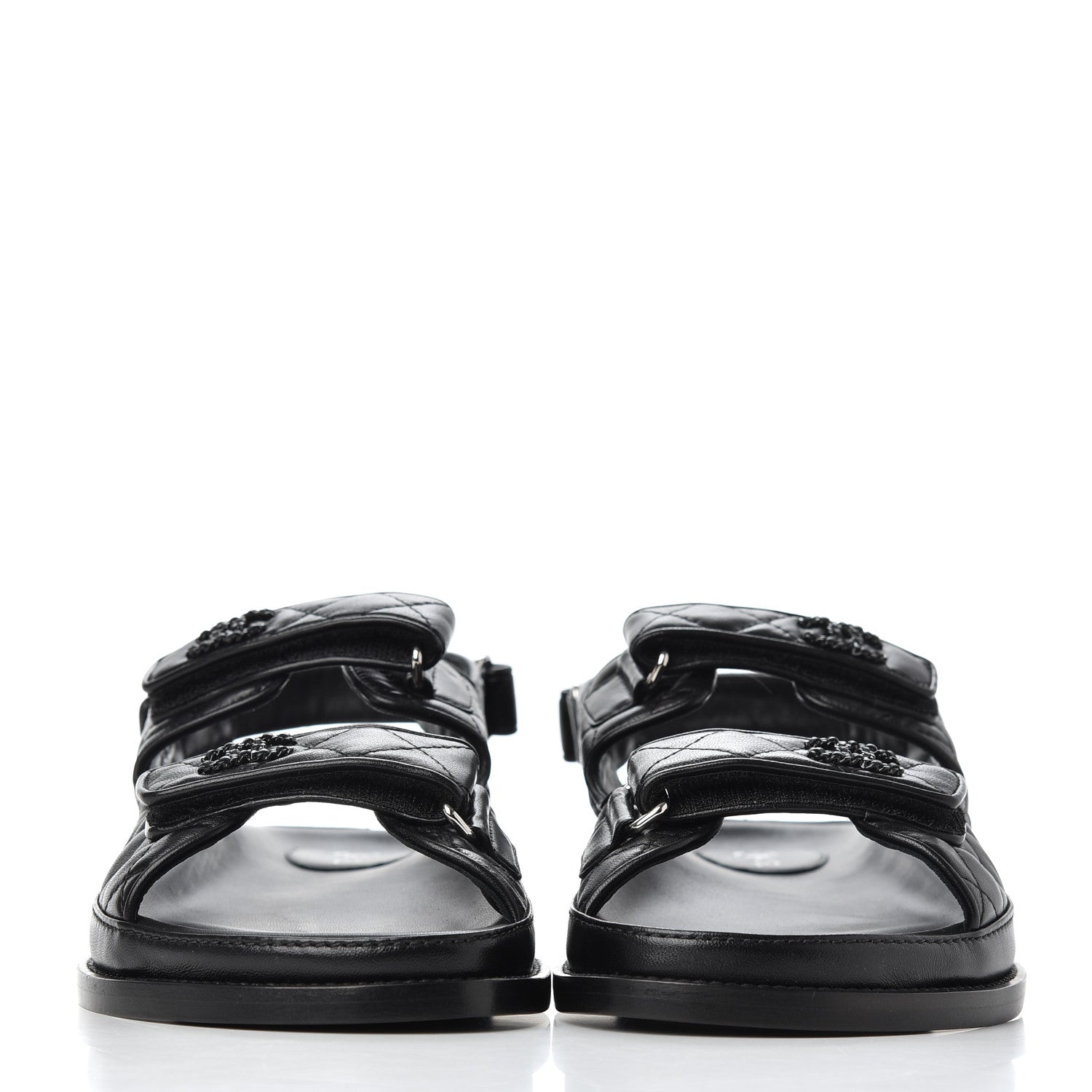 Chanel Lambskin Velcro Dad Sandals 41 Black 2 of 13