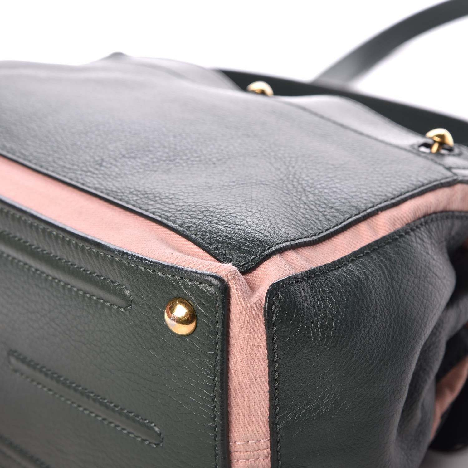 Saint Laurent Calfskin Canvas Small Muse Two Dark Green Pink 12 of 12