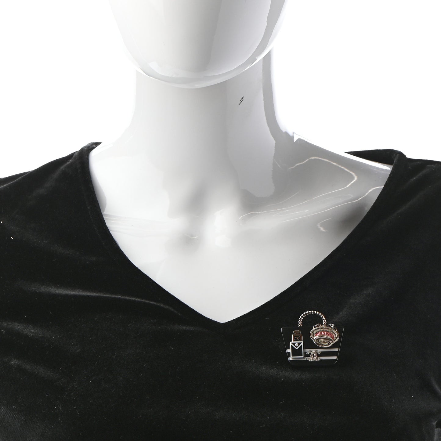 Resin Crystal Pearl Bag Hat Brooch Gold Black White