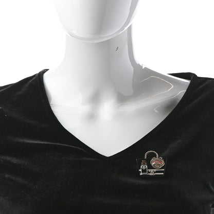 Chanel Resin Crystal Pearl Bag Hat Brooch Gold Black White 2 of 6
