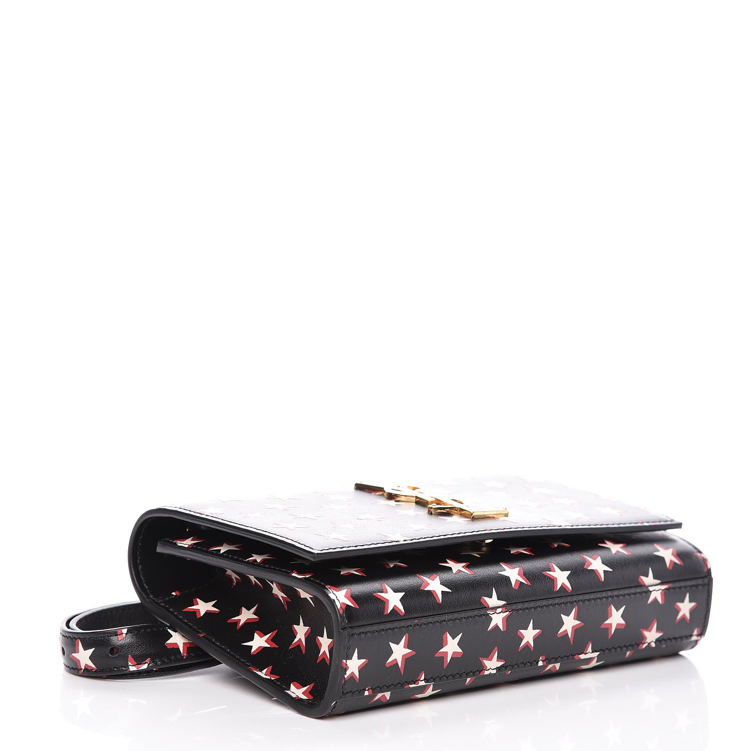 Saint Laurent Smooth Calfskin Star Print Monogram Kate Belt Bag Black Ivory Red 4 of 9