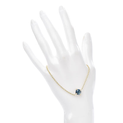 David Yurman 18K Yellow Gold Hampton Blue Topaz Diamond 8mm Chatelaine Chain Bracelet 2 of 4