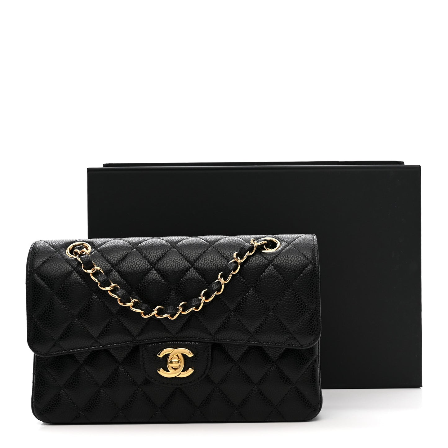 Caviar Quilted Small Double Flap Black
