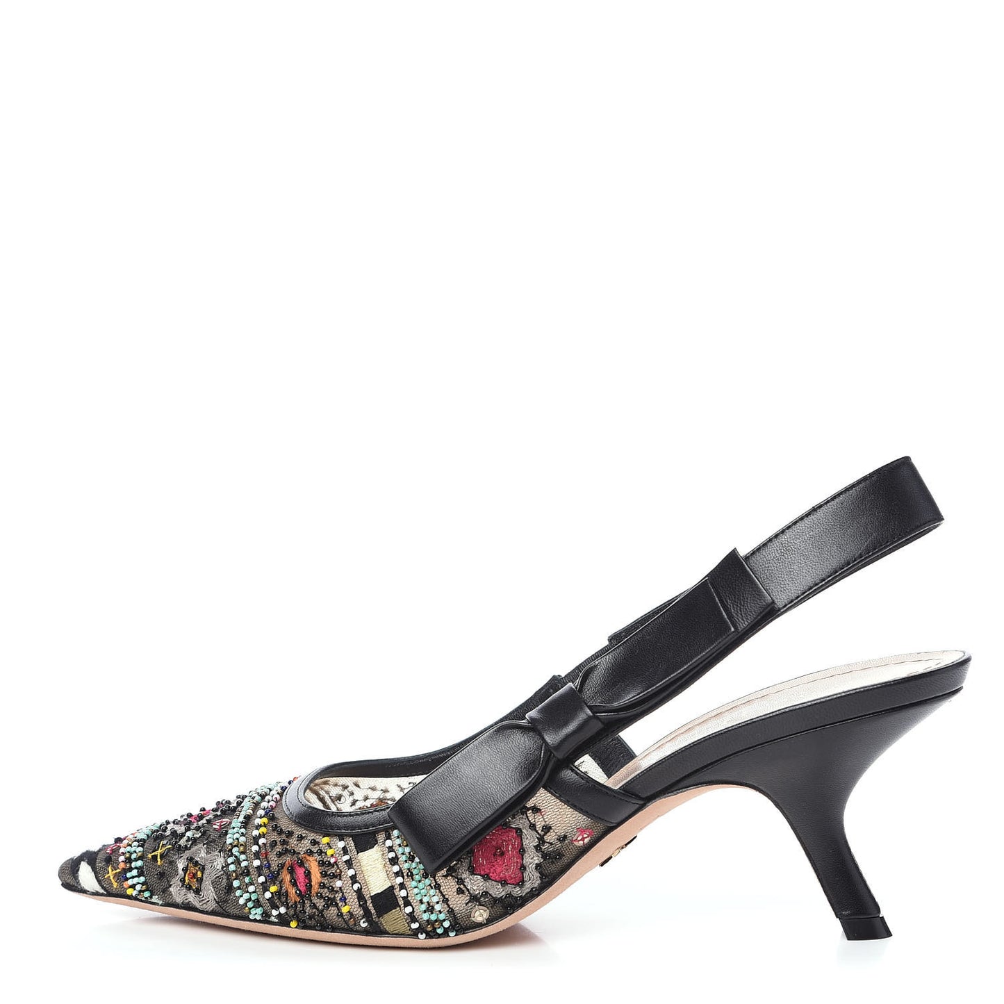 Embroidered Calfskin Beaded Sweet D Sling-Back Pumps 40 Multicolor