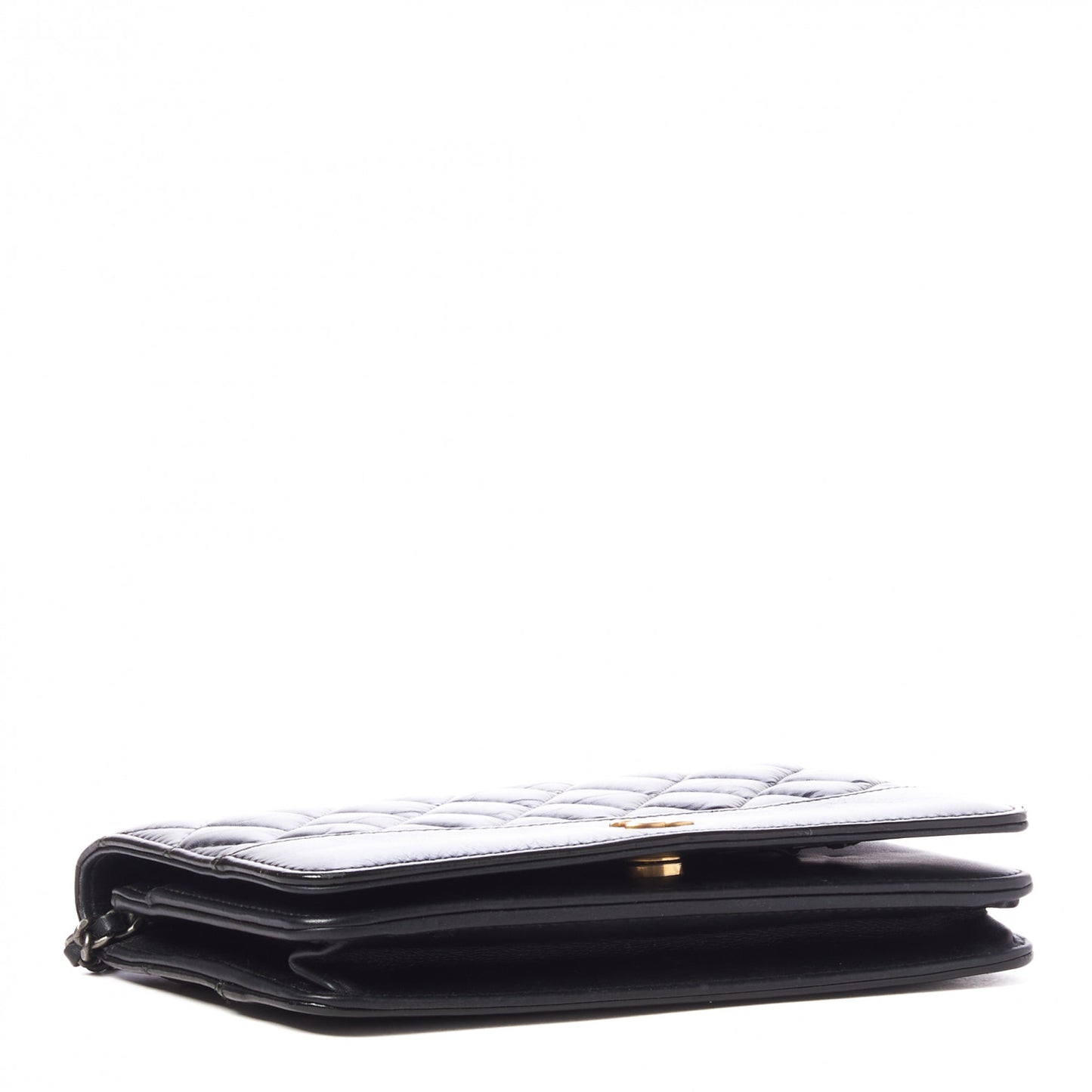 Aged Calfskin Quilted Gabrielle Wallet On Chain WOC Black