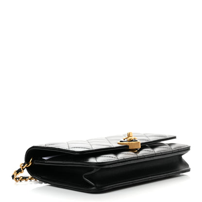 Chanel Lambskin Plexiglass Quilted Coco Love Wallet On Chain WOC Black 4 of 12