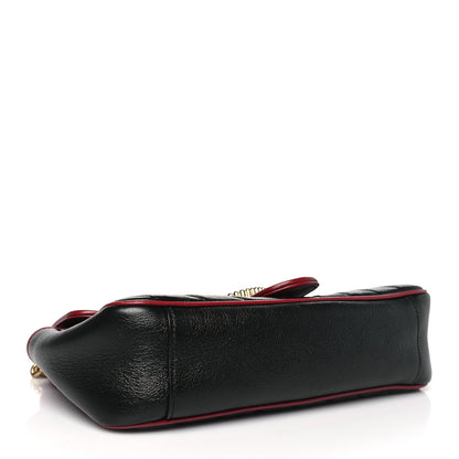 Gucci Vintage Effect Calfskin Matelasse Diagonal Small Torchon GG Marmont Shoulder Bag Black Romantic Cherry 4 of 11