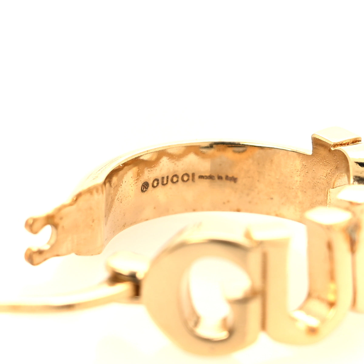 Metal GG Script Hoop Earrings Gold
