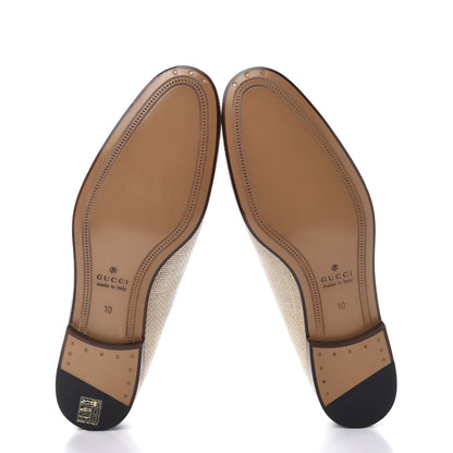Gucci Raffia Elaphe Horsebit Mens Jordaan Loafers 10 Natural Cream Brown 6 of 9