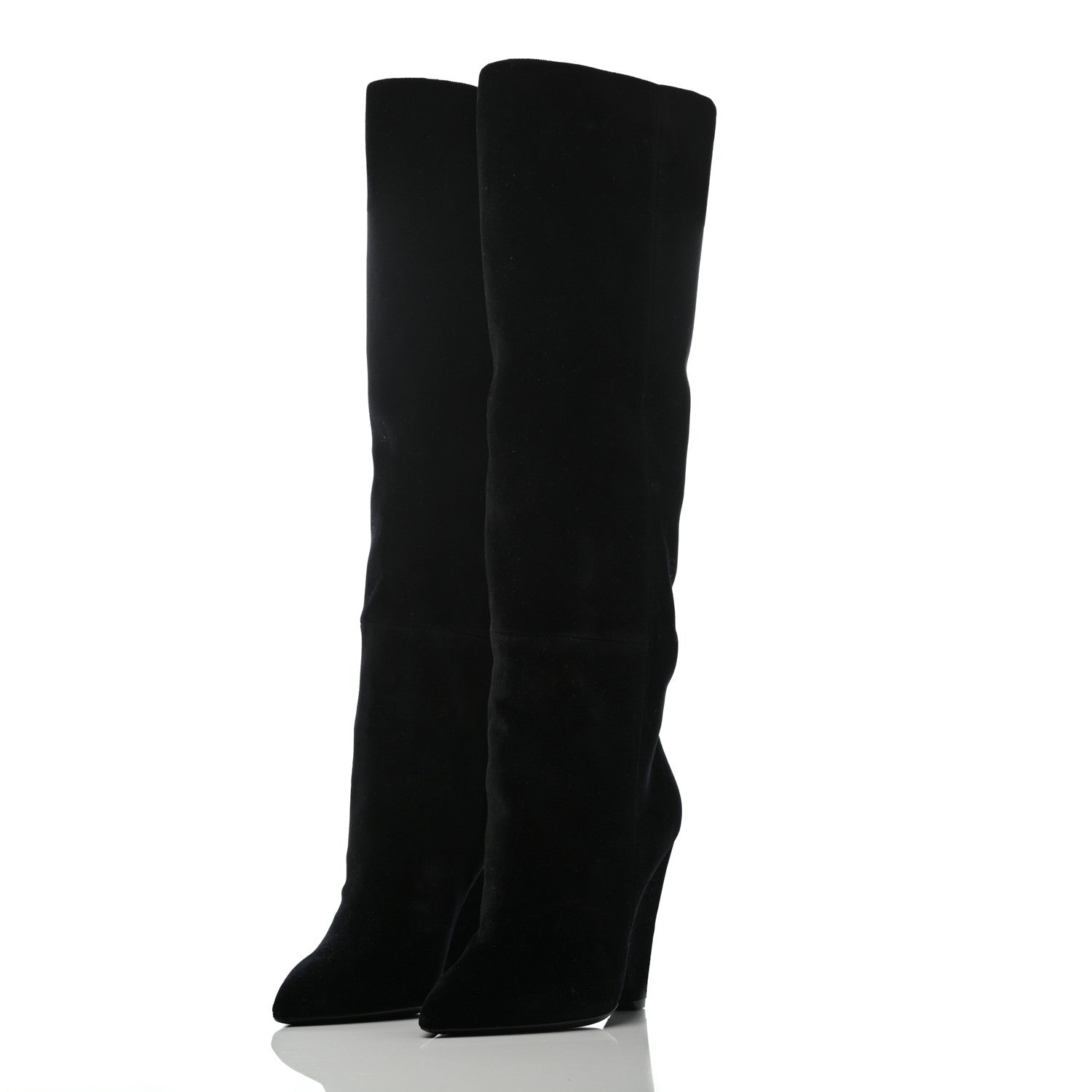Saint Laurent Velvet Niki 105 Thigh High Boots 36 Black 3 of 7