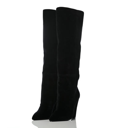 Saint Laurent Velvet Niki 105 Thigh High Boots 36 Black 3 of 7