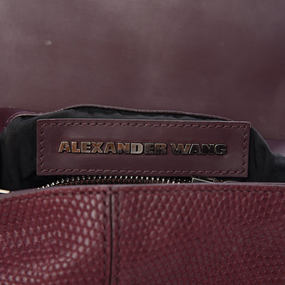 Alexander Wang Lizard Calfskin Embossed Small Marion Tote Oxblood Silver Hardware 5 of 8