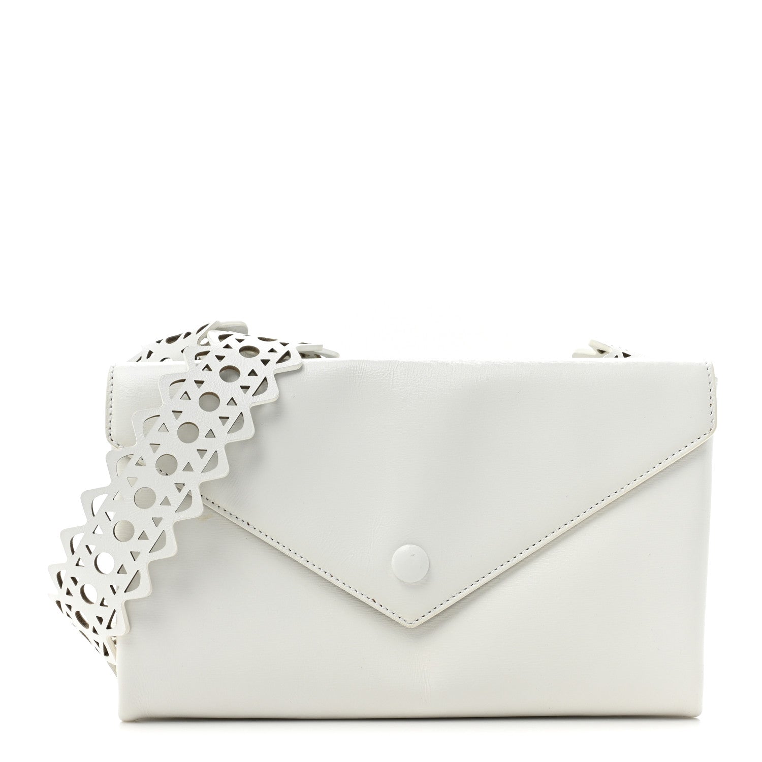 Alaia Calfskin Laser Cut Oum Double Envelope Clutch Crossbody White 1 of 21