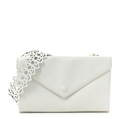 Alaia Calfskin Laser Cut Oum Double Envelope Clutch Crossbody White 1 of 21