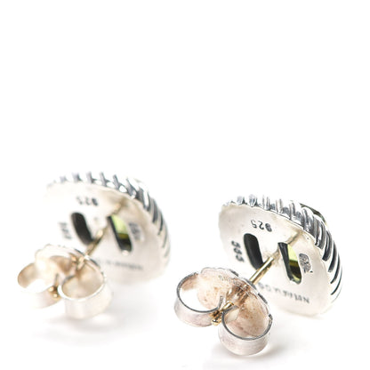 David Yurman Sterling Silver 14K Yellow Gold Peridot 7mm Albion Cable Earrings 3 of 4