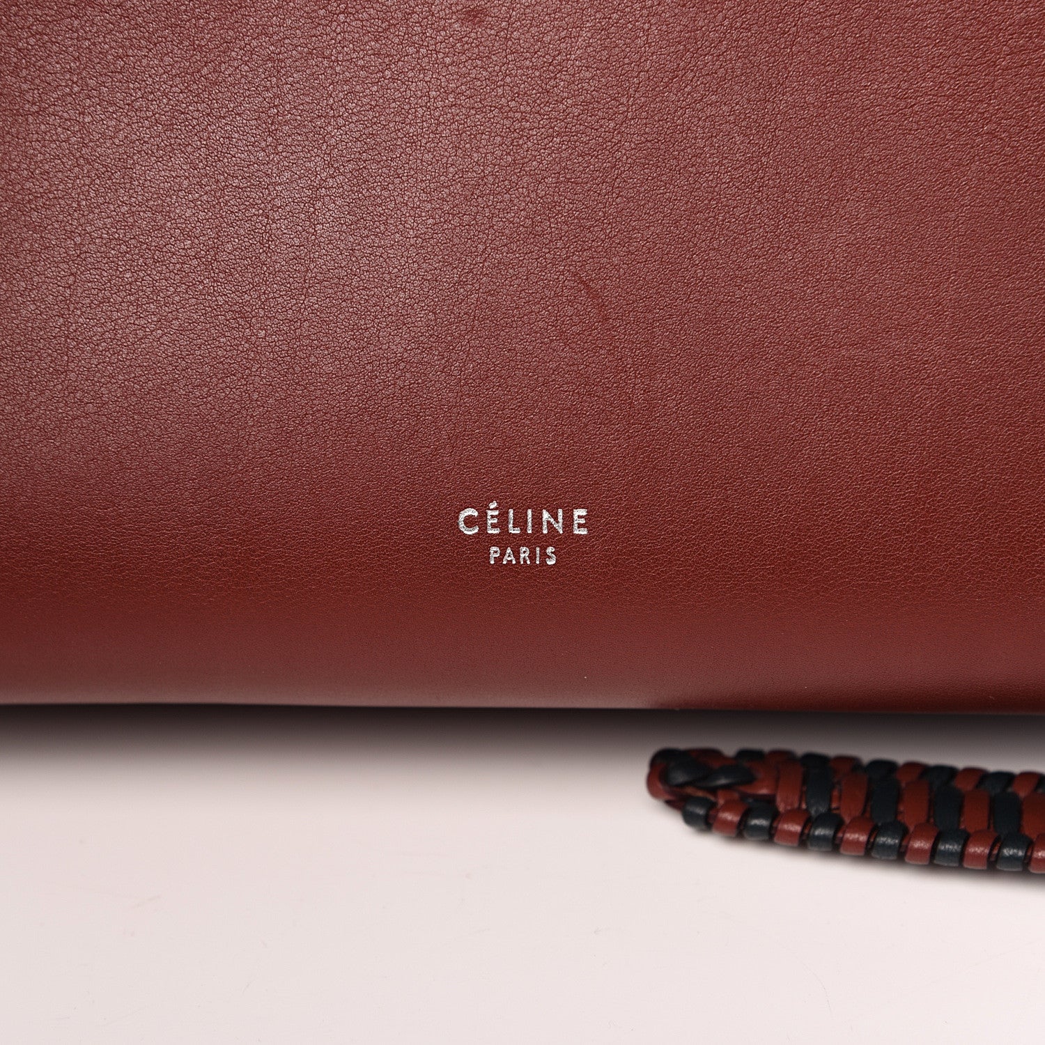Celine Smooth Calfskin Micro Bi-Color Braided Belt Bag Red Wood 5 of 14
