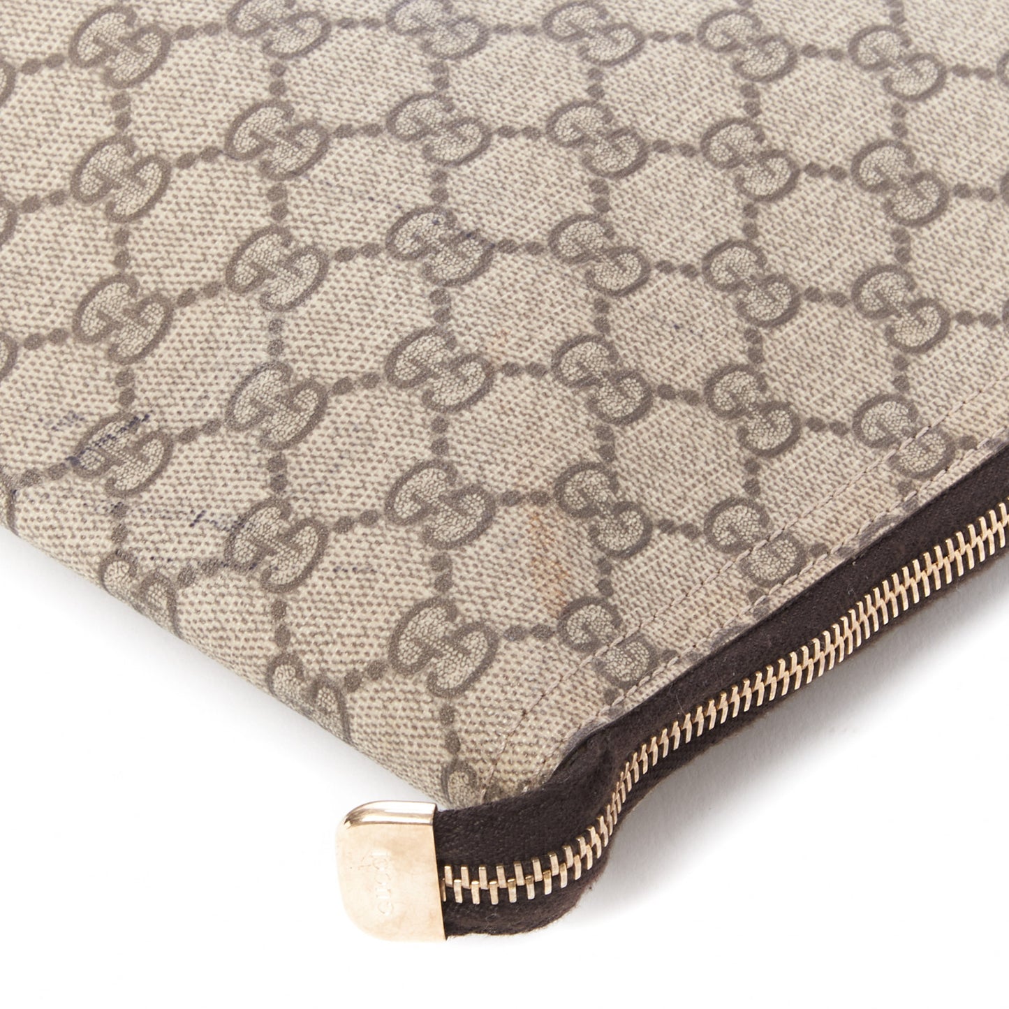 GG Supreme Monogram Briefcase Dark Brown