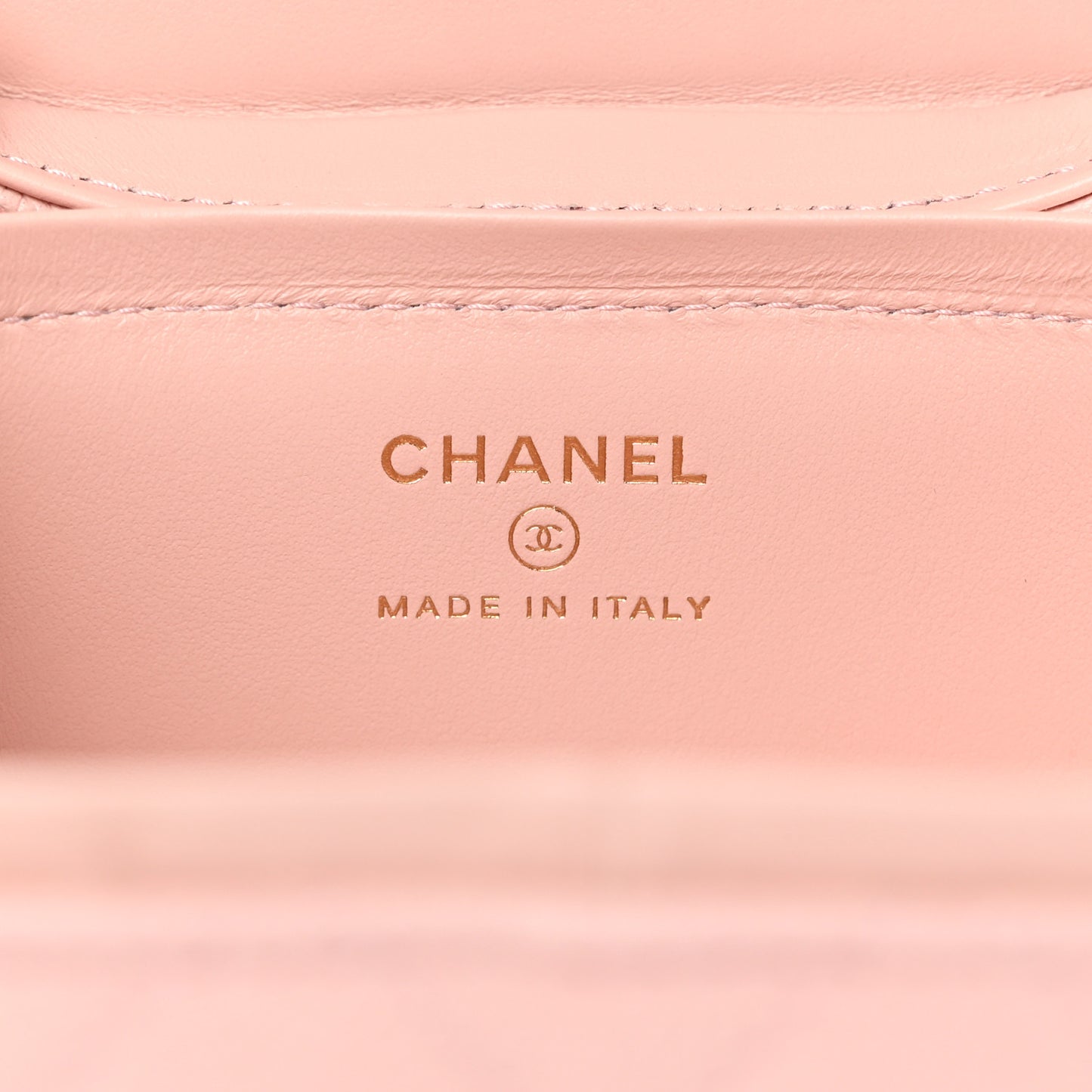 Caviar Quilted Mini Vanity Wrist Case With Chain Light Pink
