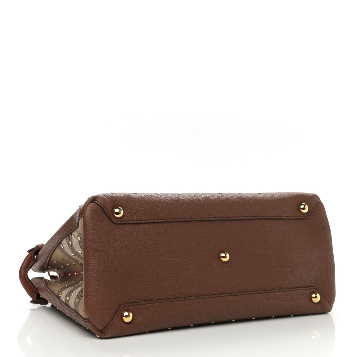 Burberry Grainy Calfskin Studded Medium Banner Tote Tan 3 of 10