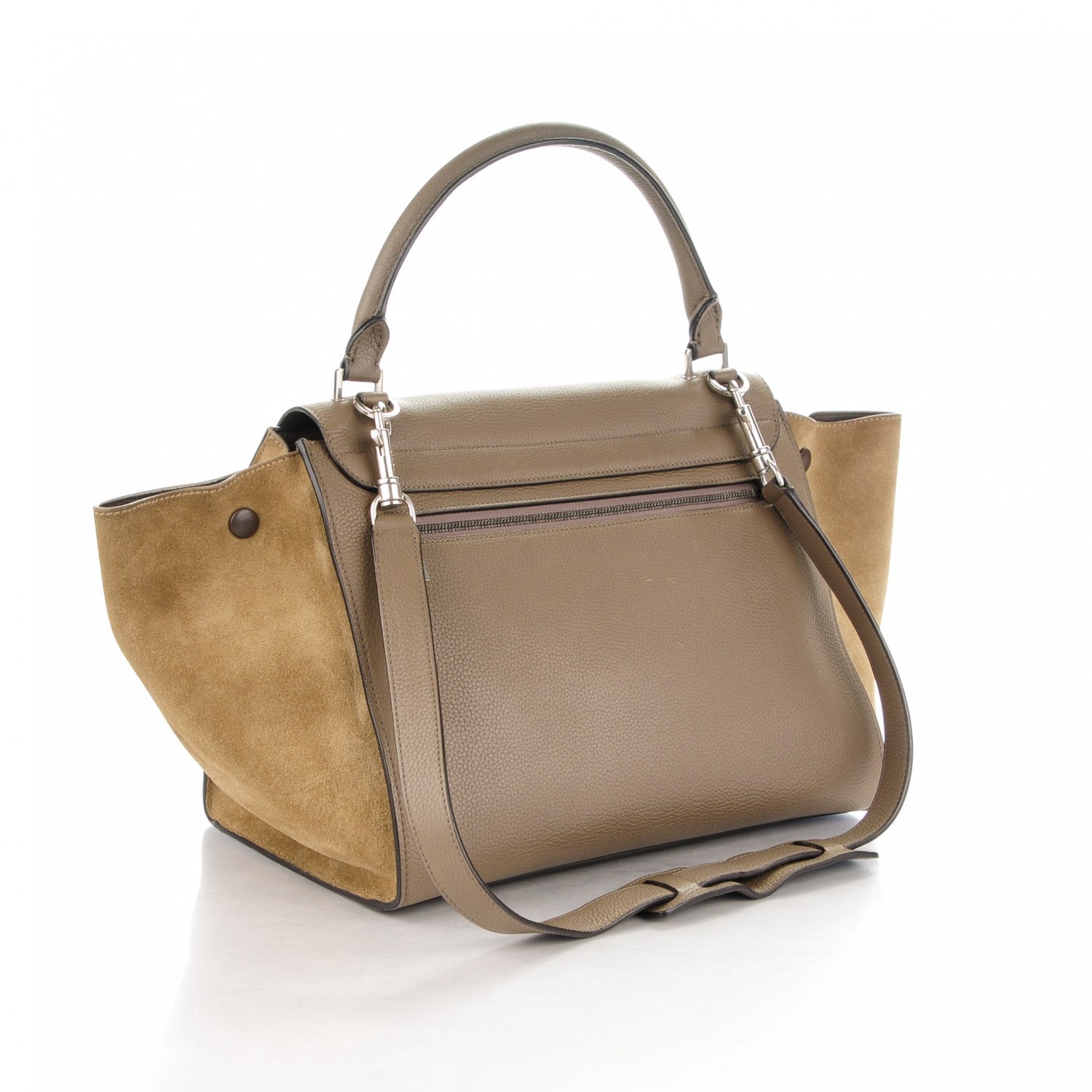 Celine Drummed Calfskin Suede Medium Trapeze Souris 3 of 8