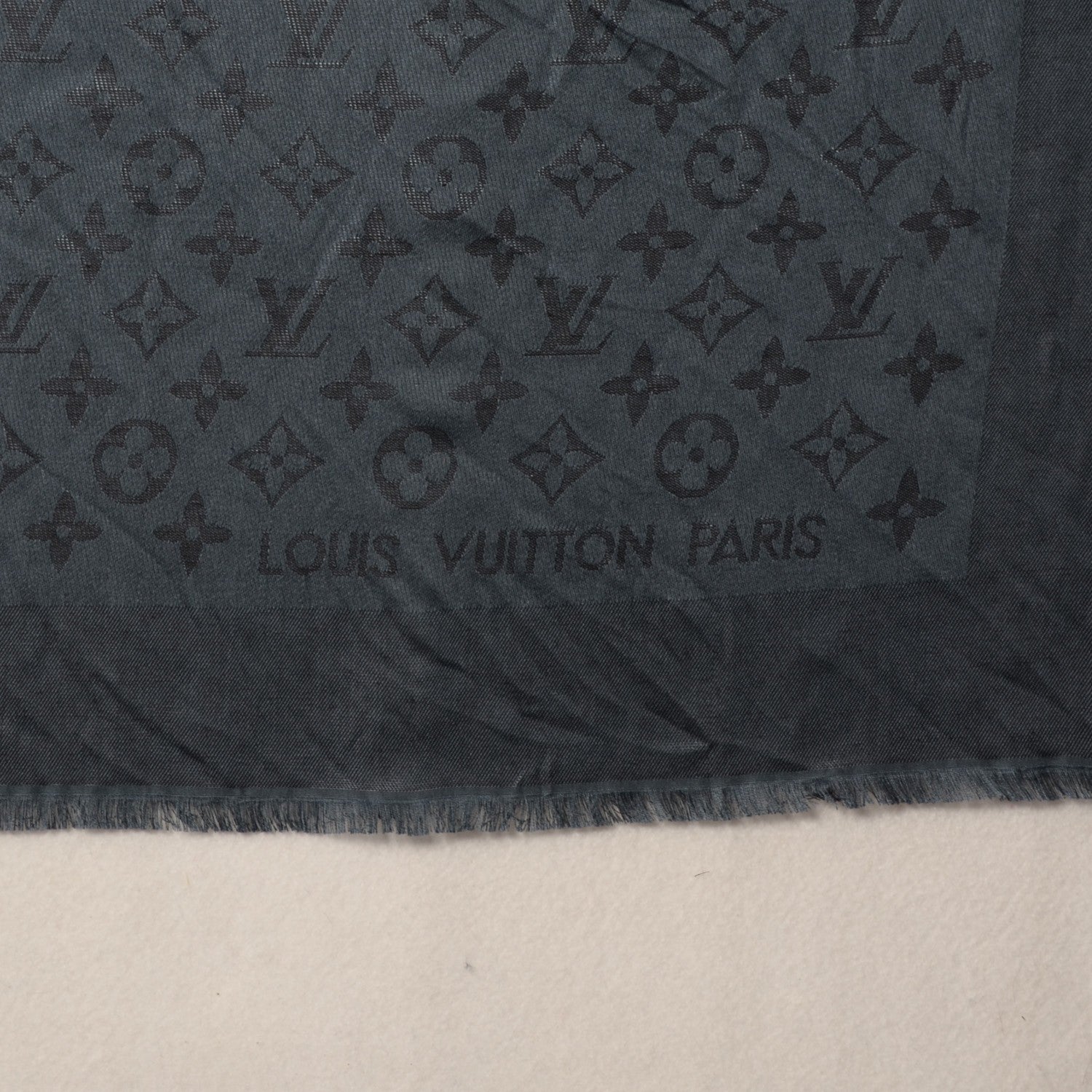 Louis Vuitton Silk Wool Monogram Voile Shawl Anthracite 3 of 4