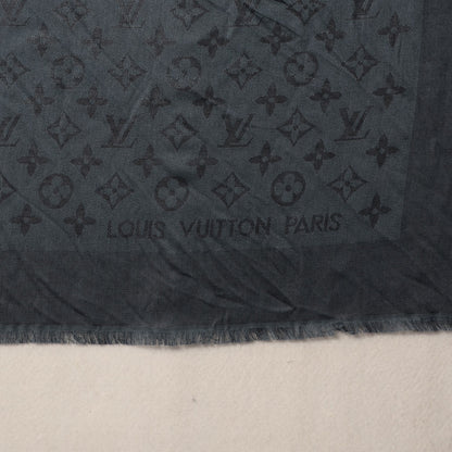 Louis Vuitton Silk Wool Monogram Voile Shawl Anthracite 3 of 4