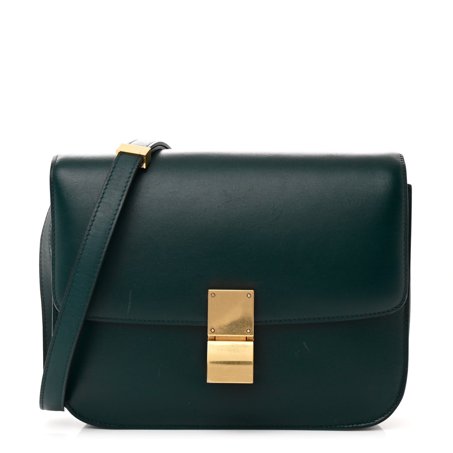 Box Calfskin Medium Classic Box Flap Bag Forest Green