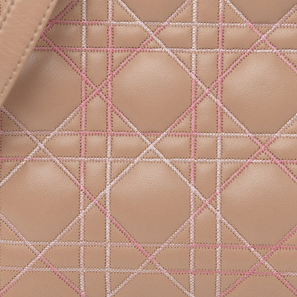 Christian Dior Lambskin Cannage Contrast Stitch Medium Lady Dior Beige 15 of 17