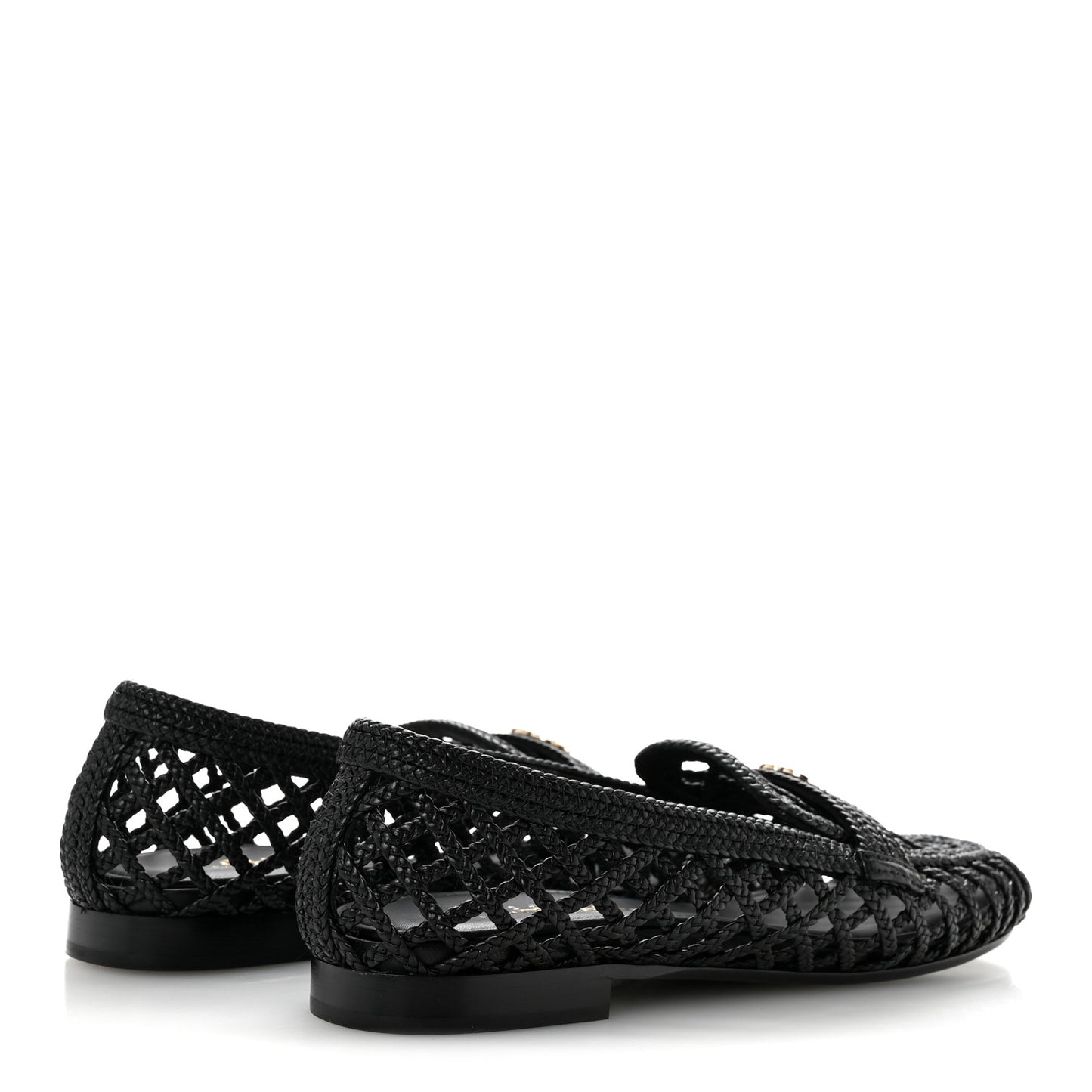 Braided Lambskin CC Mocassin Loafers 39 Black