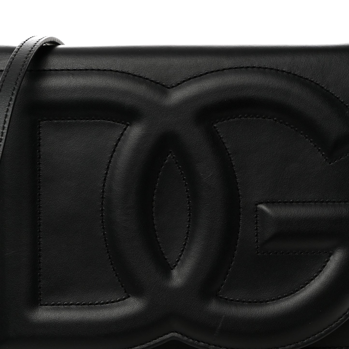 Calfskin DG Logo Flap Crossbody Bag Black
